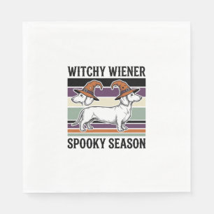 Witchy Dachshund Halloween Vintage Engraving Dog S Napkins
