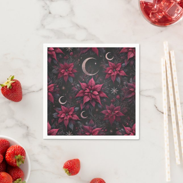 Witchy Dark Moon Poinsettia Découpage Napkins (Insitu)