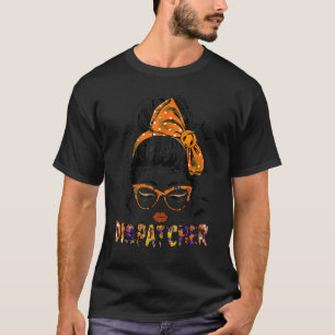 Witchy Dispatcher 911 Halloween Women Messy Bun Di T-Shirt
