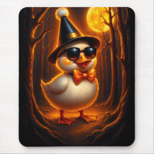 Witchy Duck Halloween Mouse Pad – Funny Cartoon An