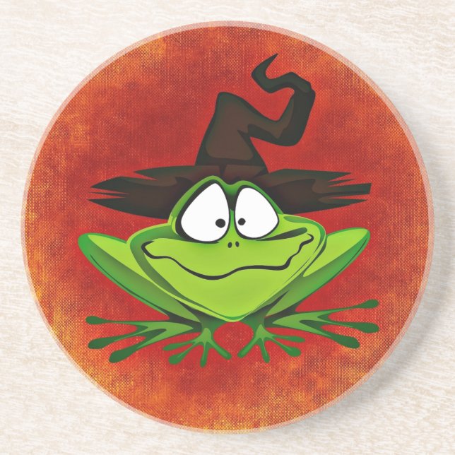 Witchy Frog Sandstone Coaster (Front)