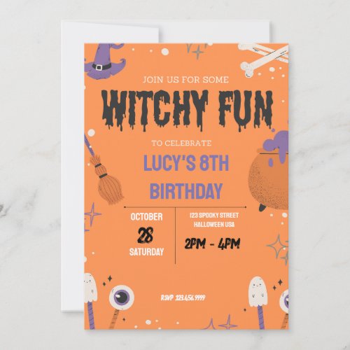 Witchy Fun_ Halloween Birthday Invitation
