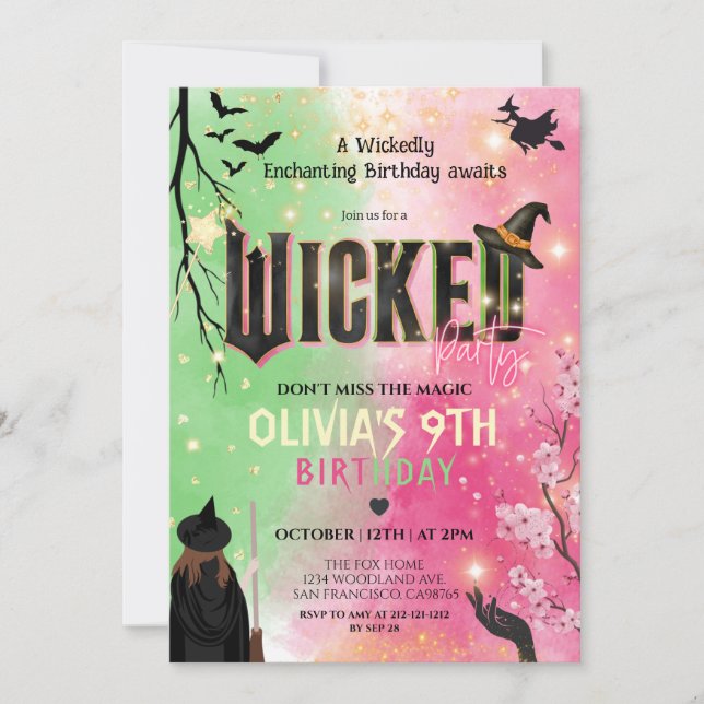 Witchy Girl Birthday Invitation (Front)