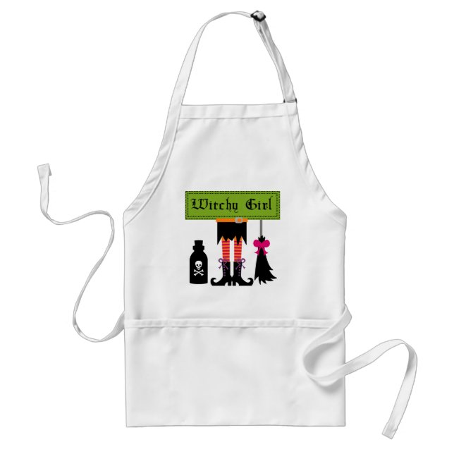 Witchy Girl Halloween T-shirts and Gifts Adult Apron (Front)