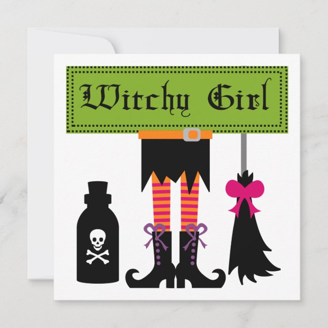Witchy Girl Halloween T-shirts and Gifts Card (Front)