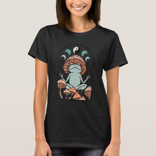 Witchy Goblincore Aesthetic Frog Toad Mushroom Vin T_Shirt