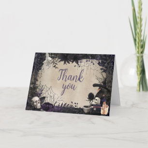 Witchy Gothic Halloween Baby Shower Letterpress Thank You Card