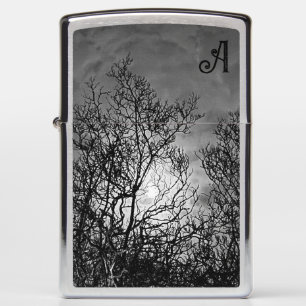 Witchy Gothic Tree Silhouette Monogram Zippo Lighter