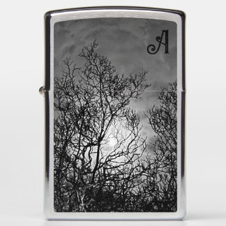 Witchy Gothic Tree Silhouette Monogram Zippo Lighter