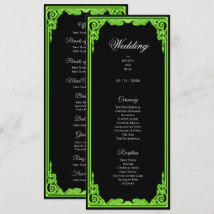 Witchy green Glow Gothic Wedding Program