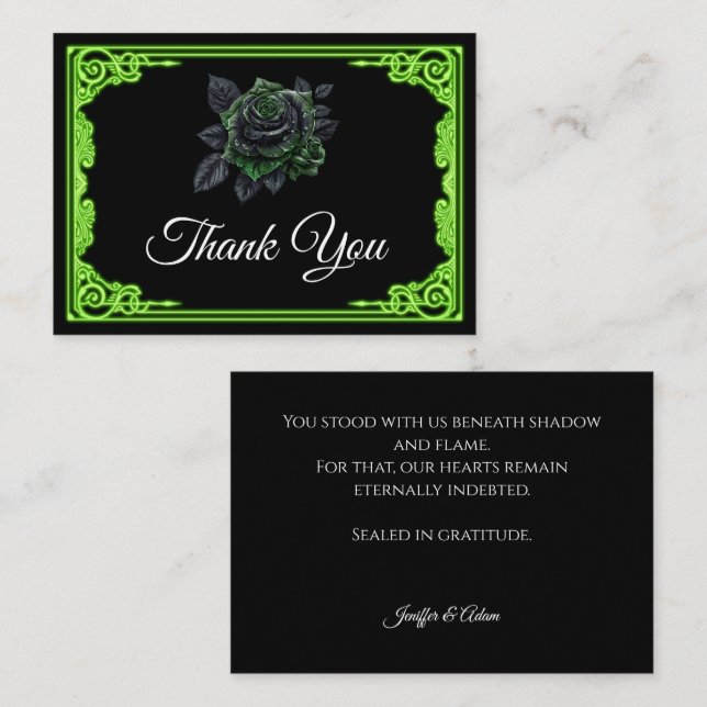 Witchy green Glow Gothic wedding Thank You Note Card (Front/Back)
