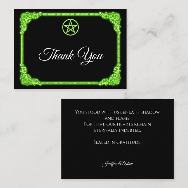 Witchy green Glow Gothic wedding Thank You Note Card (Front/Back)