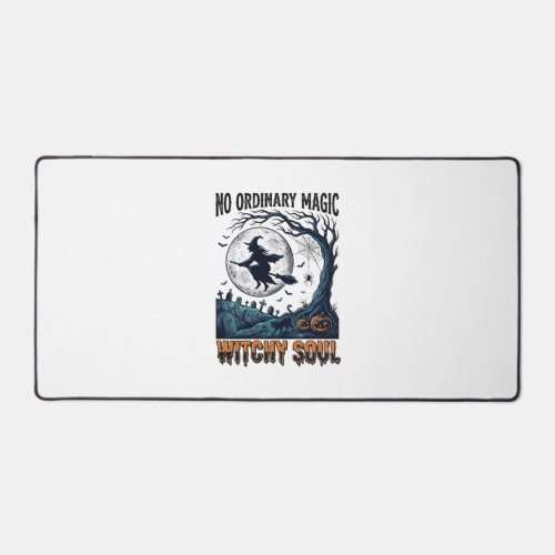 Witchy Halloween Art Vintage Engraving Moonlit Spe Desk Mat