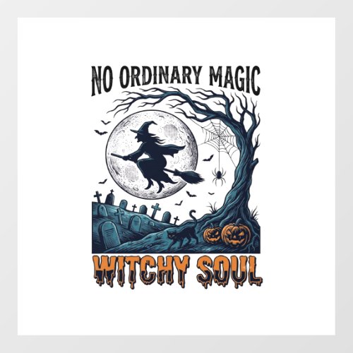 Witchy Halloween Art Vintage Engraving Moonlit Spe Floor Decals