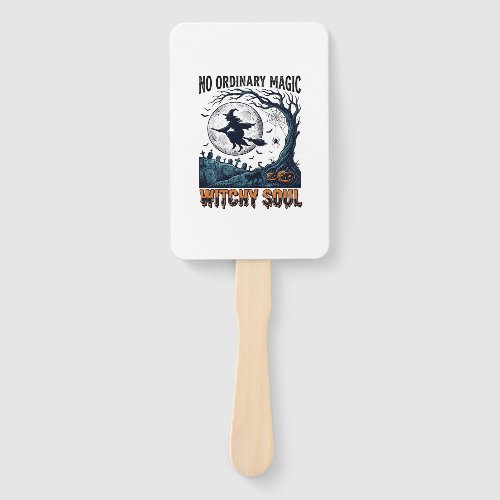 Witchy Halloween Art Vintage Engraving Moonlit Spe Hand Fan
