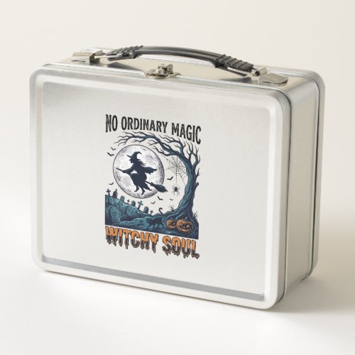 Witchy Halloween Art Vintage Engraving Moonlit Spe Metal Lunch Box