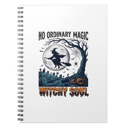 Witchy Halloween Art Vintage Engraving Moonlit Spe Notebook