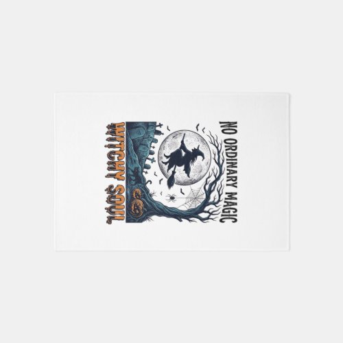 Witchy Halloween Art Vintage Engraving Moonlit Spe Rug
