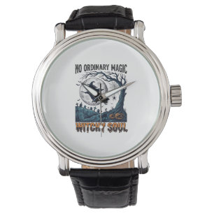 Witchy Halloween Art Vintage Engraving Moonlit Spe Watch