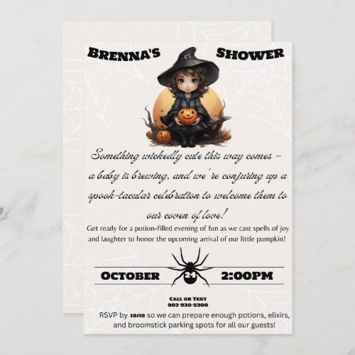 Witchy Halloween baby shower invitation