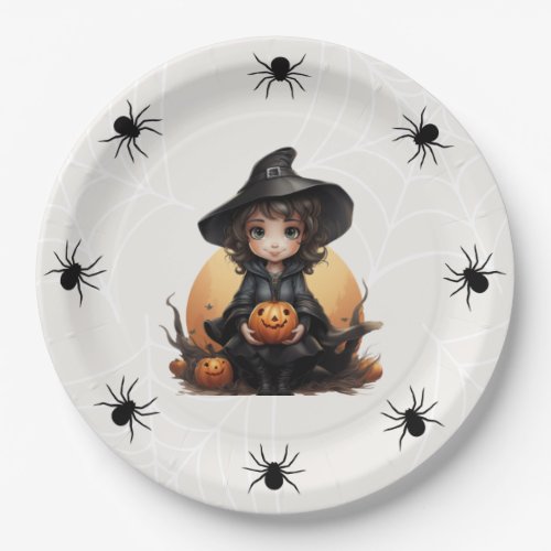 Witchy Halloween Baby Shower Paper Plates
