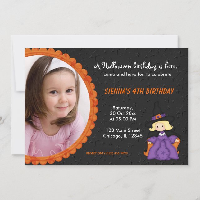 Witchy Halloween Birthday Invitation (Front)
