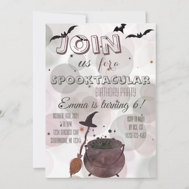 Witchy Halloween Birthday  Invitation (Front)