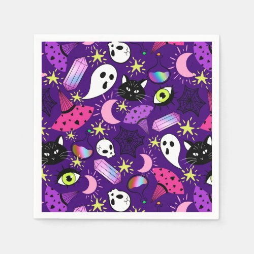 Witchy Halloween  Classic Round Sticker Paper Plat Napkins