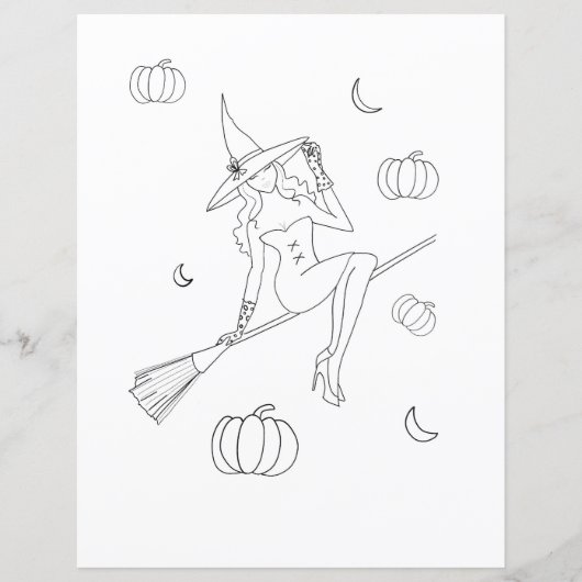 Witchy halloween, coloring page (Front)