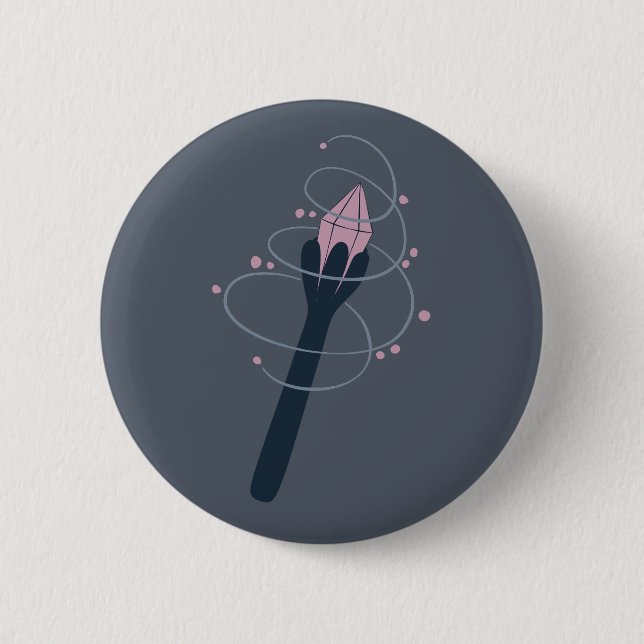 Witchy Halloween Magic Wand Button (Front)