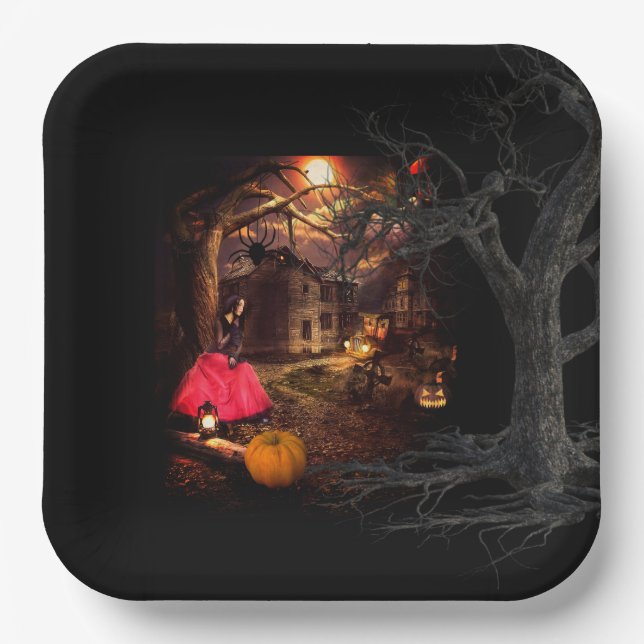 Witchy Halloween  Paper Plates (Front)