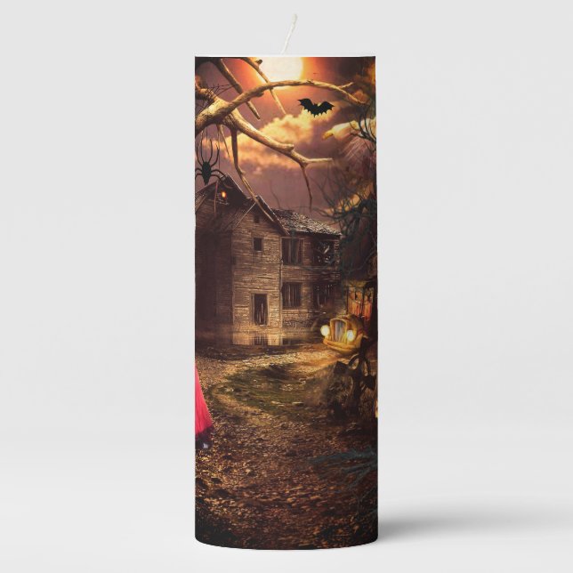 Witchy Halloween  Pillar Candle (Front)