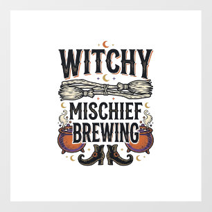 Witchy Halloween Shirt With Broom And Cauldrons_1 Floor Decals