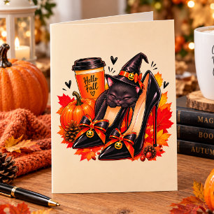 Witchy Halloween Shoes & Pumpkin Magic – Gothic Au Card