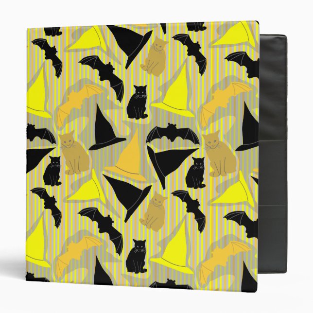 Witchy Halloween Stripes  3 Ring Binder (Front/Inside)