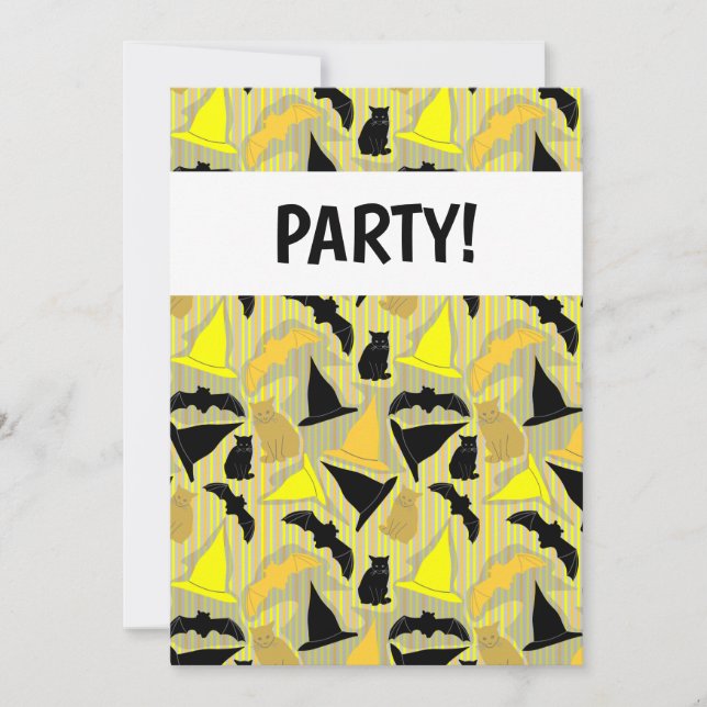 Witchy Halloween Stripes Invitation (Front)