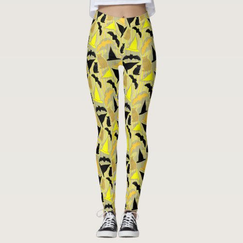Witchy Halloween Stripes  Leggings