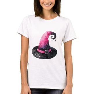 Witchy Hat Vibes Pink Halloween T-Shirt