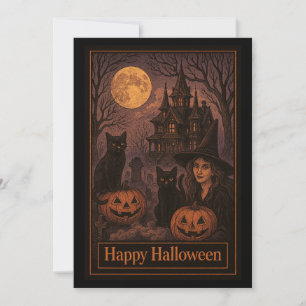 Witchy Haunted House Halloween Party Invitation