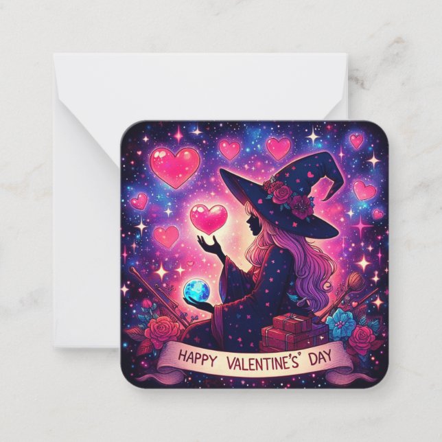 Witchy Heart Love Valentines Day Magical Cards (Front)