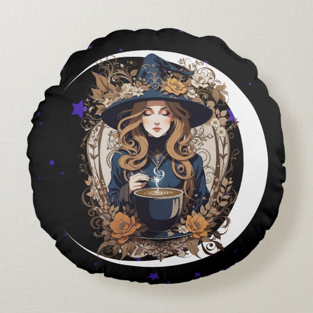 Witchy Kitchen Round Pillow (Front)