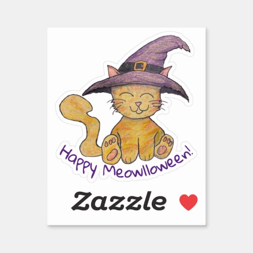Witchy Kitty Halloween Sticker