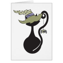 Witchy Kitty in Green Hat Card