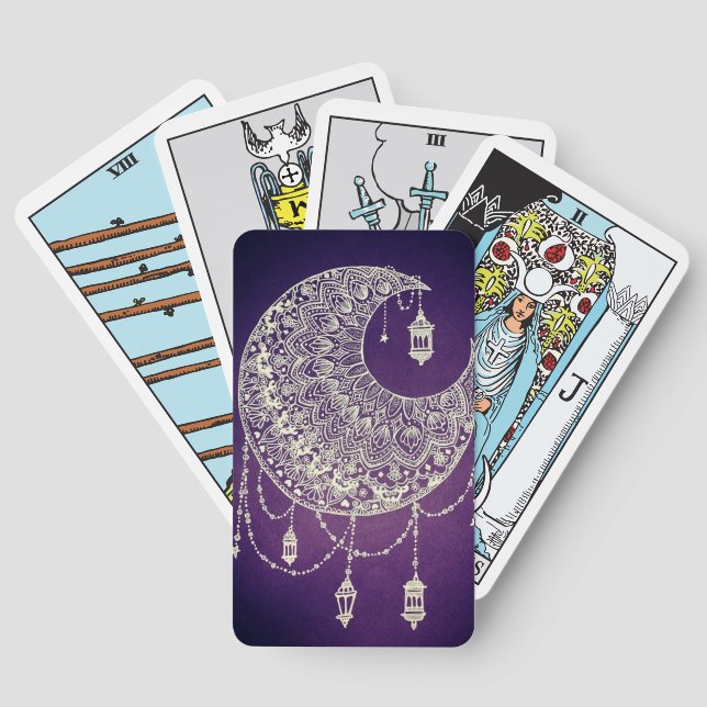 Witchy Lace Moon on Purple Tarot Cards (Back)
