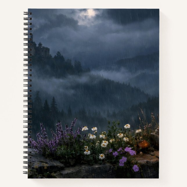 Witchy Lantern Moon View Hardcover Notebook (Front)