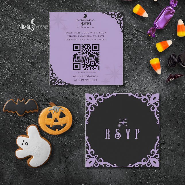 Witchy Lavender Halloween Quick Response Card (Creator Uploaded)