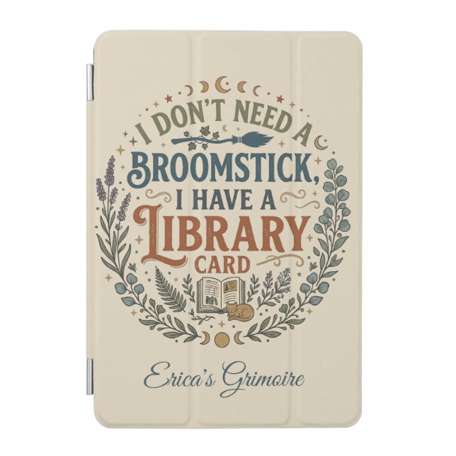 Witchy Librarian Library Card Book Lover Custom iPad Mini Cover (Front)