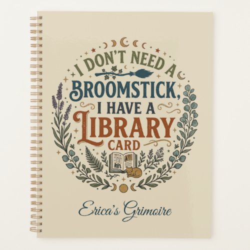 Witchy Librarian Library Card Book Lover Custom Planner