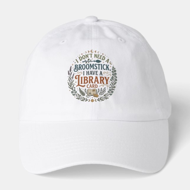 Witchy Librarian Library Card Book Lover Hat (Front)