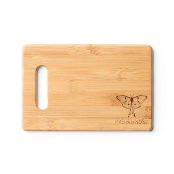 Witchy Luna Moons Moth & Custom Script Name Cutting Board by GrudaHomeDecor at Zazzle